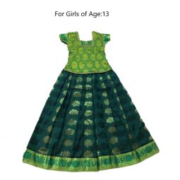 South Indian Lehenga Girls skirt GREEN - 36"